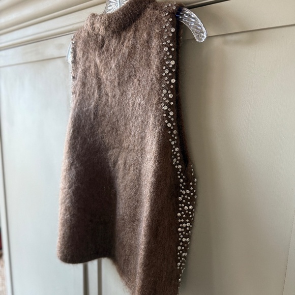 Chocolate Brown Embellished Knit Vest - Picture 3 of 5